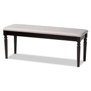 BAXTON STUDIO Giovanni Grey Upholstered and Dark Brown Finished Wood Dining Bench 171-10924